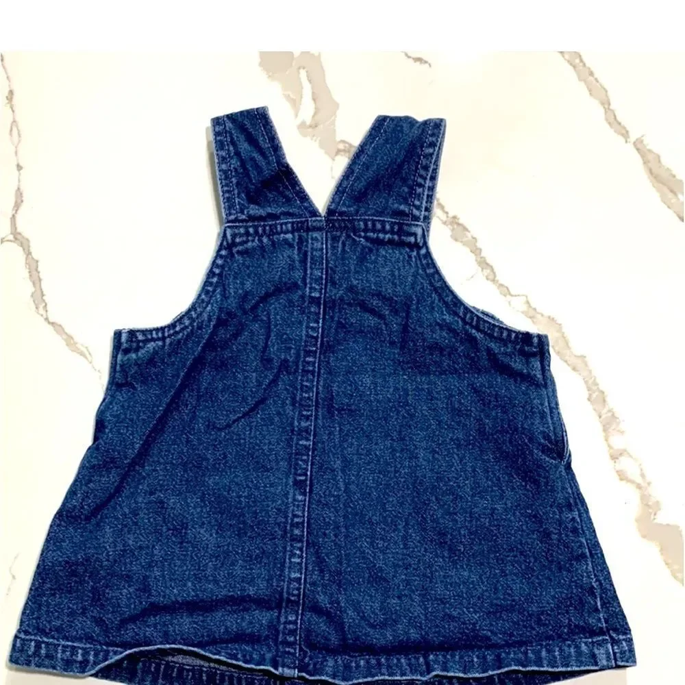 CARTER’S | Tykes Girls Denim Blue Jeans Dress Flowers Size 0-3M